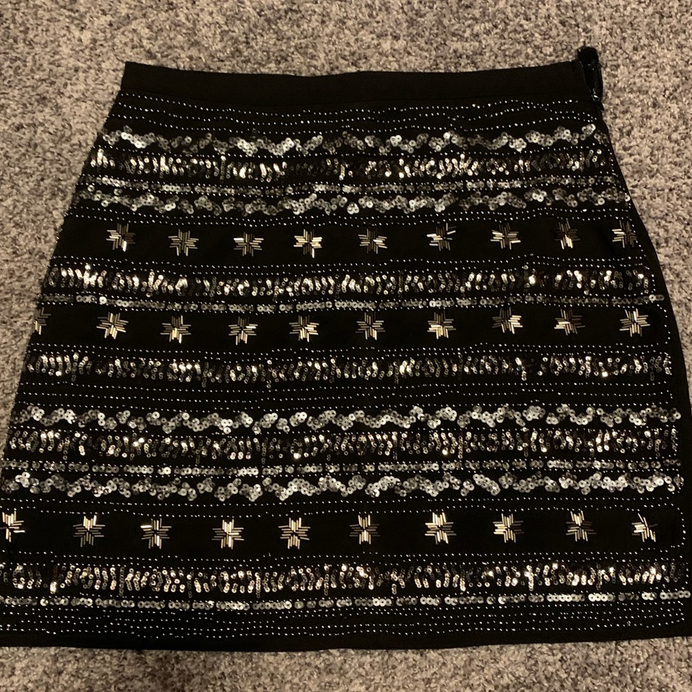Franchescas black and silver beaded skirt